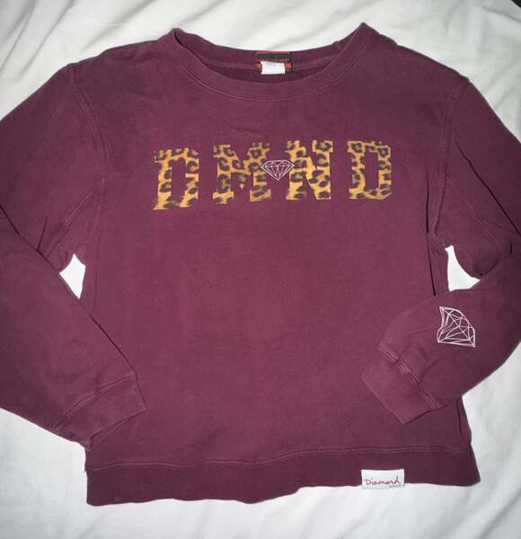 Diamond Supply Co. Other - Diamond Supply Co. Maroon Leopard Logo Pullover Sweatshirt Medium